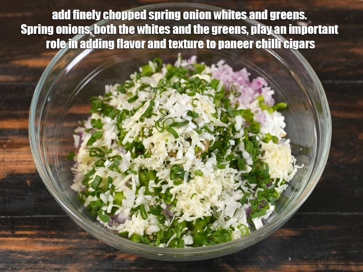 Step 9 – <p>Add 1/4 cup finely chopped spring onion whites and greens. Spring onions, both the whites …