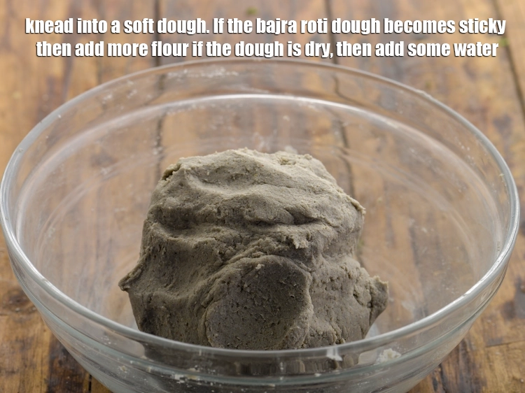 Step 7 – <p>Combine all the ingredients and knead into a soft dough. If the bajra roti dough …