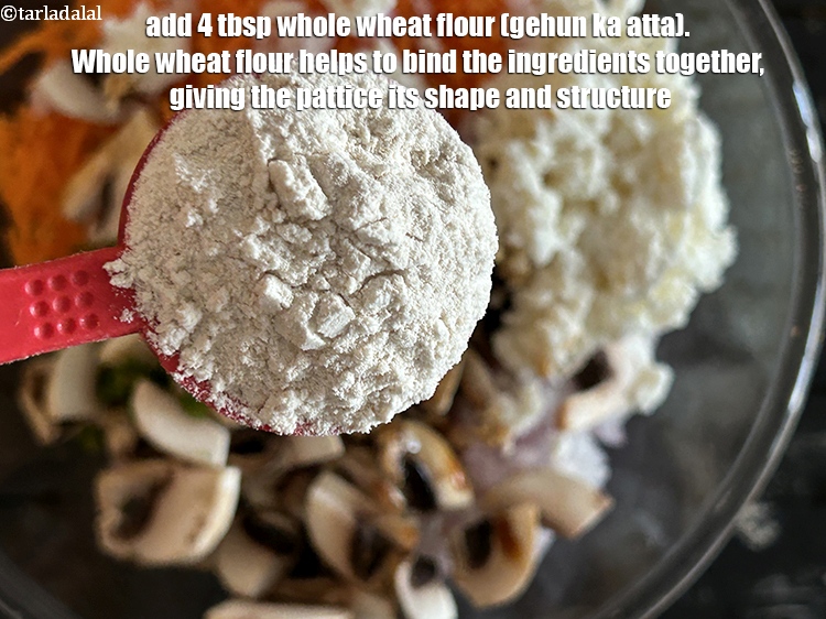 Step 46 – <html><head></head><body><p>Add <strong>4&nbsp;tbsp</strong>&nbsp;<a href="glossary-whole-wheat-flour-gehun-ka-atta-gehun-ka-aata-429i">whole wheat flour (gehun ka atta)</a>.&nbsp;Whole wheat flour helps to bind the ingredients …
