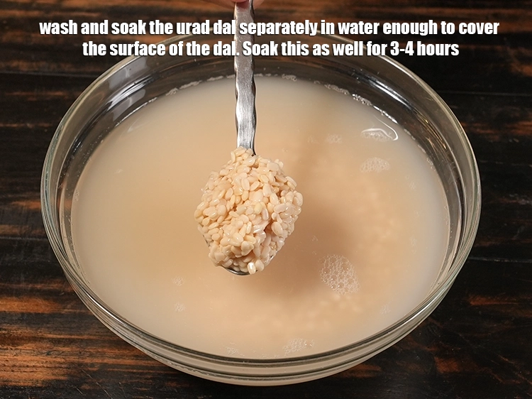Step 4 – <p>Wash and soak the <span style="background-color:rgb(255,255,255);color:rgb(0,0,0);">3/4 cup </span><a href="https://www.tarladalal.com/glossary-urad-dal-split-black-lentil-941i"><u>urad dal (split black lentils)</u></a> separately in …