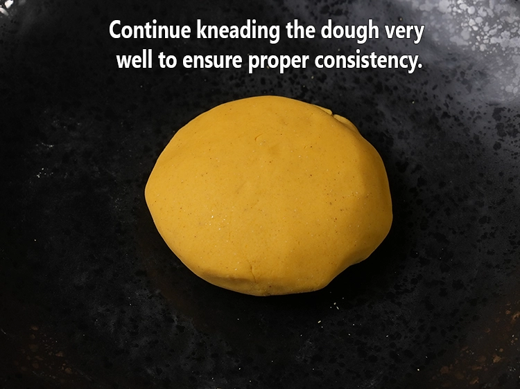 Step 8 – <p><span style="background-color:rgb(255,255,255);color:rgb(0,0,0);">Continue kneading the dough very well to ensure proper consistency.</span></p>
