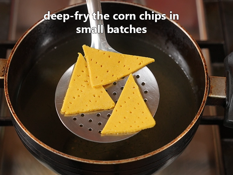 Step 14 – <p><span style="background-color:rgb(255,255,255);color:rgb(0,0,0);">Once the oil is hot, </span><strong>deep-fry the corn chips in small batches of 8 …