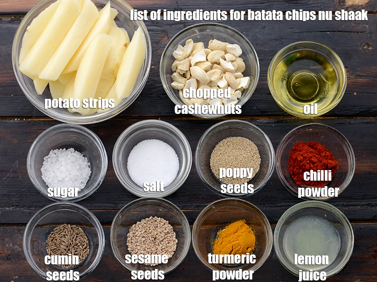 Step 2 – <p><strong>Batata chips nu shaak&nbsp;</strong>is made of&nbsp;3 cups&nbsp;<a href="https://www.tarladalal.com/glossary-sliced-potatoes-761i">potatoes</a>&nbsp;, cut into strips,&nbsp;oil&nbsp;for deep-frying,&nbsp;1 1/2 tbsp&nbsp;oil,&nbsp;3 tbsp&nbsp;chopped …