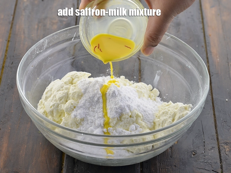 Step 16 – <p>Add the saffron-milk mixture to this. You can see that the milk is&nbsp;a beautiful yellow …