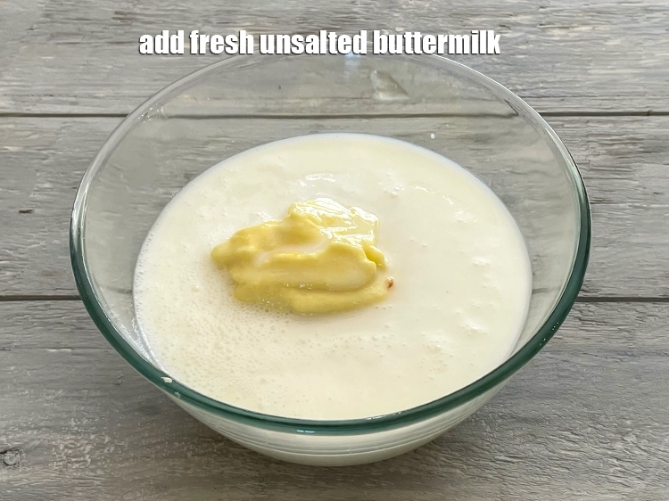 Step 5 – <p><span style="background-color:rgb(255,255,255);color:rgb(0,0,0);">Add 3 cups of fresh unslated buttermilk to adjust the consistency of the Piyush. …