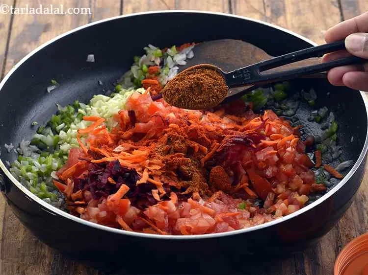 Step 42 – <p>Add the pav bhaji masala. Refer our <a href="https://www.tarladalal.com/Pav-Bhaji-Masala-Homemade-Pav-Bhaji-Masala-40578r">recipe of homemade pav bhaji masala</a> to …