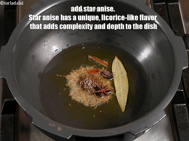 Step 28 – <p>Add 1 <a href="https://www.tarladalal.com/glossary-star-anise-chakri-phool-623i">star anise (chakri phool)</a>. Star anise has a unique, licorice-like flavor that …