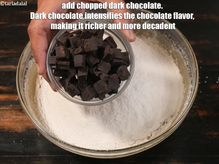 Step 16 – <p>Add ½ cup chopped dark chocolate. Dark chocolate intensifies the chocolate flavor, making it richer …