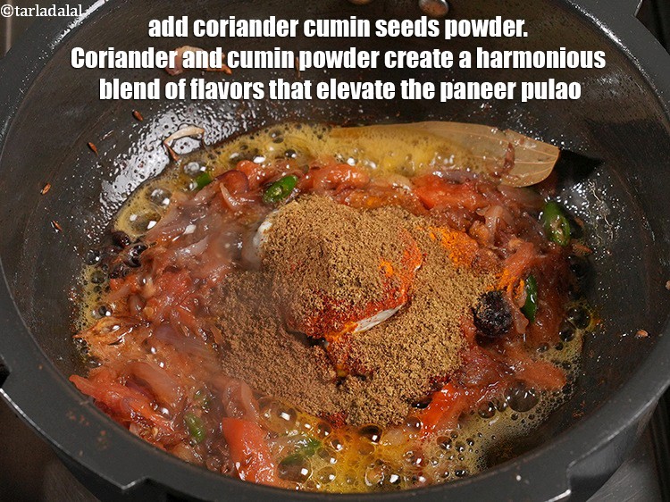 Step 40 – <p>Add 2 tsp <a href="https://www.tarladalal.com/glossary-coriander-dhania-kothmir-369i">coriander (dhania)</a>&nbsp;<a href="https://www.tarladalal.com/glossary-cumin-seeds-powder-jeera-powder-zeera-powder-382i">cumin seeds (jeera) powder</a>. Coriander and cumin powder create …