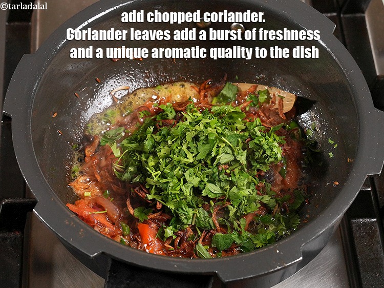 Step 44 – <p>Add 2 tbsp chopped coriander. Coriander leaves add a burst of freshness and a unique …