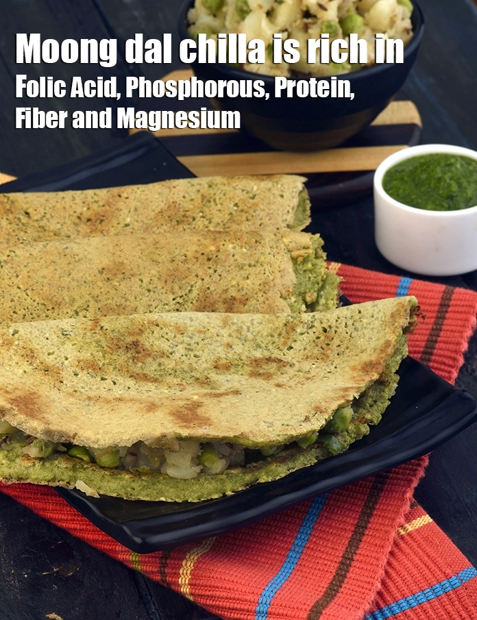 Step 33 – <html><head></head><body><p><strong>moong dal chilla</strong> is rich in&nbsp;<strong>Folic Acid,&nbsp;Phosphorous,&nbsp;Protein,&nbsp;Fiber,&nbsp;Magnesium.</strong>&nbsp;</p><ol><li><strong>Folic Acid</strong>&nbsp;:&nbsp;<a href="https://www.tarladalal.com/recipes-for-Pregnancy-Folic-Acid-Rich-447">Folic acid</a>&nbsp;is an essential vitamin required throughout …