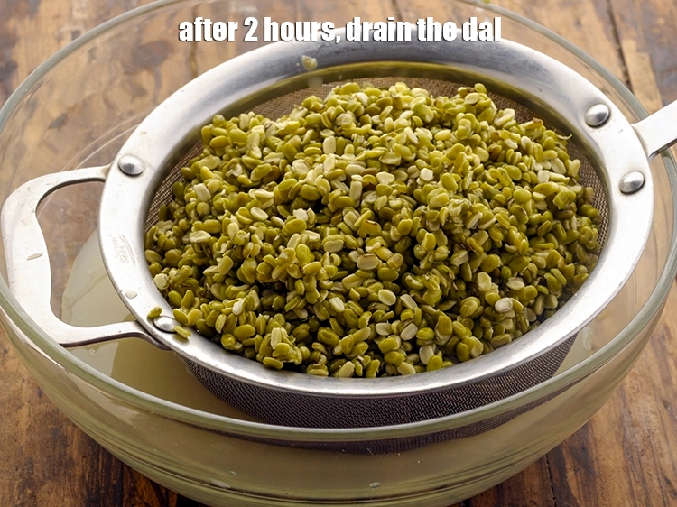Step 5 – <p>After 2 hours, drain the dal.</p>