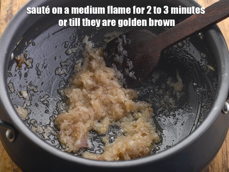 Step 21 – <p>Sauté on a medium flame for 2 to 3 minutes or till they are golden …