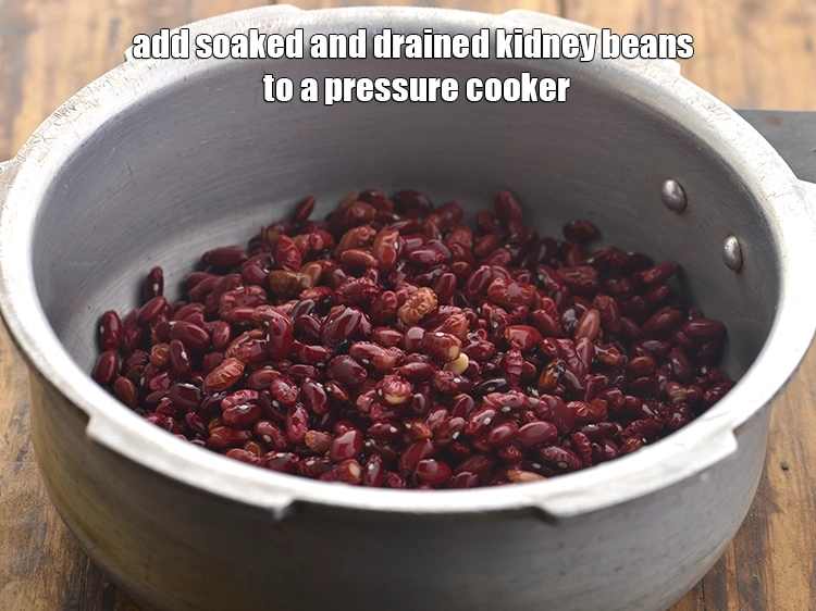 Step 9 – <p>Add the soaked and drained <a href="https://www.tarladalal.com/glossary-rajma-kidney-beans-197i#ing_2868"><u>rajma (kidney beans)</u></a> to a pressure cooker. You can …