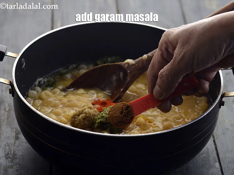 Step 19 – <p>Add the garam masala. We have made use of <a href="https://www.tarladalal.com/Garam-Masala-163r">homemade garam masala</a>.</p>