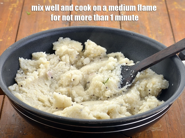 Step 17 – <p>Mix the <strong>Upma</strong> well and cook on a medium flame for not more than 1 …