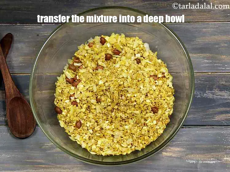 Step 10 – <p>Transfer the mixture into a deep bowl. Keep aside to cool completely. You can toss …