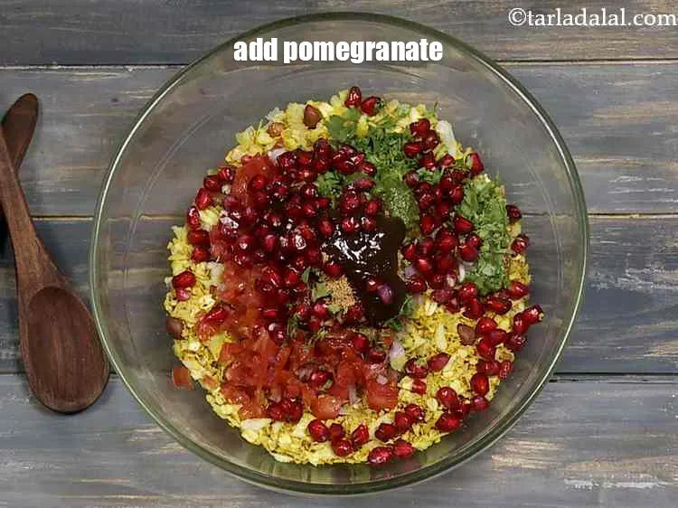 Step 16 – <p>Finally, add <span style="background-color:rgb(255,255,255);color:rgb(0,0,0);">1/4 cup </span><a href="https://www.tarladalal.com/glossary-pomegranate-anar-587i"><u>pomegranate (anar)</u></a>. The pleasant sweet taste enhances the overall …