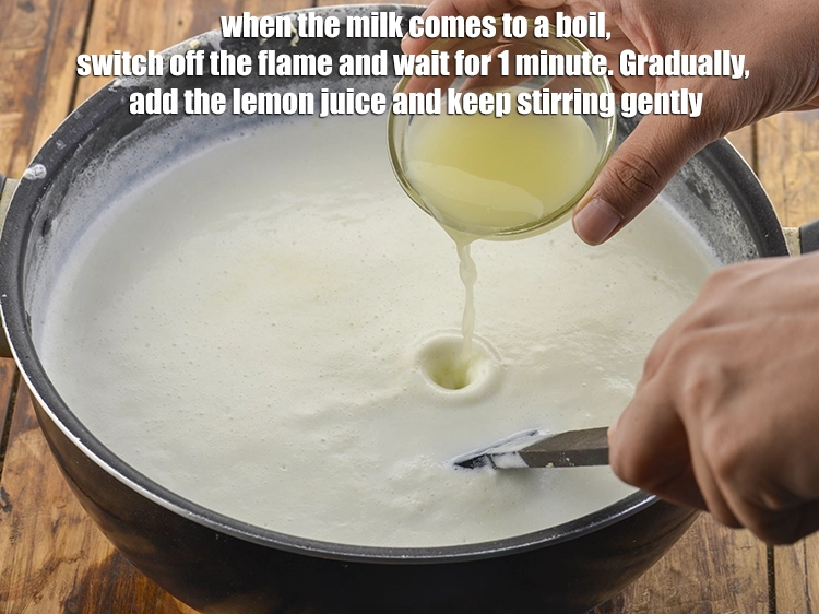 Step 6 – <p>When the milk comes to a boil,switch off the flame and wait for 1 minute.&nbsp;Gradually, …