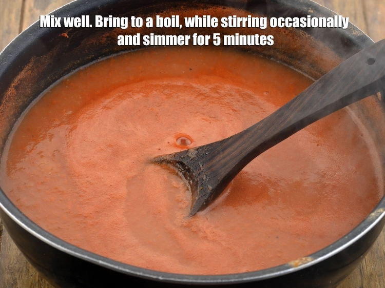 Step 15 – <p>Mix&nbsp;well and bring to a boil. Simmer for 5 minutes, while stirring occasionally.</p>