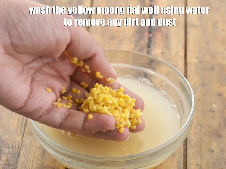 Step 3 – <p>Wash the <span style="background-color:rgb(255,255,255);color:rgb(0,0,0);">1/4 cup </span><a href="https://www.tarladalal.com/glossary-yellow-moong-dal-split-yellow-gram-peeli-moong-dal-488i"><u>yellow moong dal (split yellow gram)</u></a> well using water …