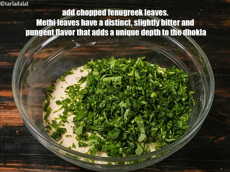 Step 13 – <p>Add ½ cup <a href="https://www.tarladalal.com/glossary-chopped-fenugreek-811i">chopped fenugreek leaves (methi)</a>. Methi leaves have a distinct, slightly bitter …