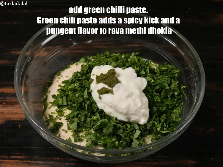 Step 15 – <p>Add ½ tsp green chilli paste. Green chili paste adds a spicy kick and a …