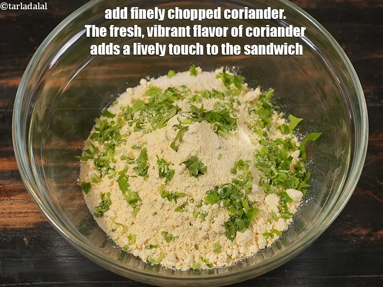 Step 8 – <p>Add 2 tbsp finely&nbsp;<a href="https://www.tarladalal.com/glossary-chopped-coriander-783i">chopped coriander (dhania)</a>. The fresh, vibrant flavor of coriander adds a …