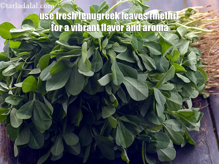 Step 26 – <p>Use fresh fenugreek leaves (methi) for a vibrant flavor and aroma.</p>