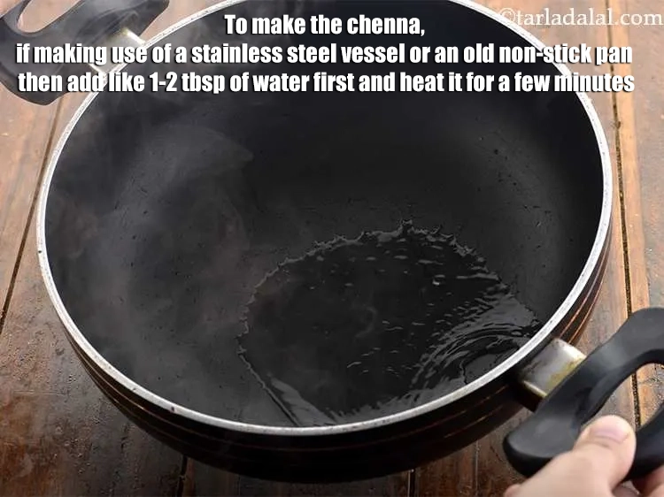 Step 15 – <p>To make the&nbsp;chenna, if making use of a stainless steel vessel or an old non-stick …