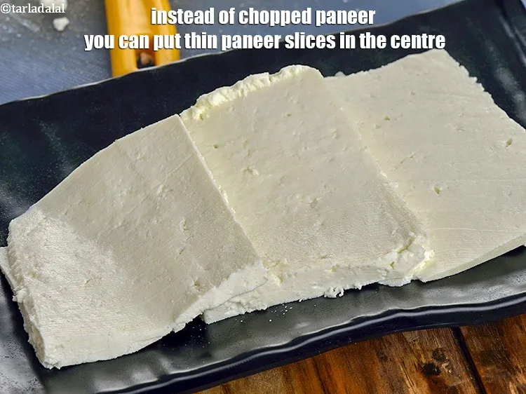 Step 29 – <p>Instead of chopped paneer you can put thin paneer slices in the centre.</p>