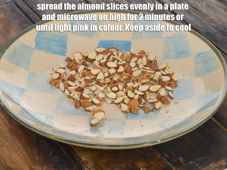 Step 1 – <p><span style="background-color:rgb(255,255,255);color:rgb(0,0,0);">Spread the </span><a href="https://www.tarladalal.com/glossary-almonds-badam-378i"><u>almond (badam) </u></a><span style="background-color:rgb(255,255,255);color:rgb(0,0,0);">cut into big cubes evenly in a plate …
