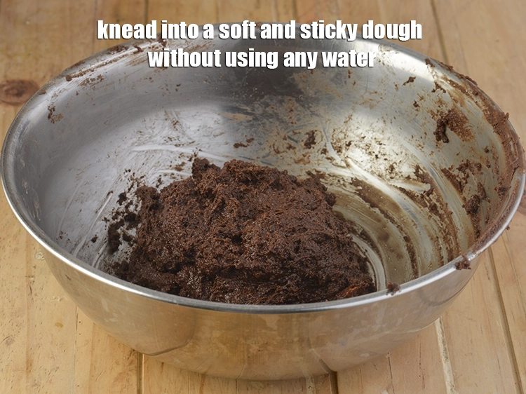 Step 3 – <p><span style="background-color:rgb(255,255,255);color:rgb(0,0,0);">Knead into a soft and sticky dough without using any water.</span></p>