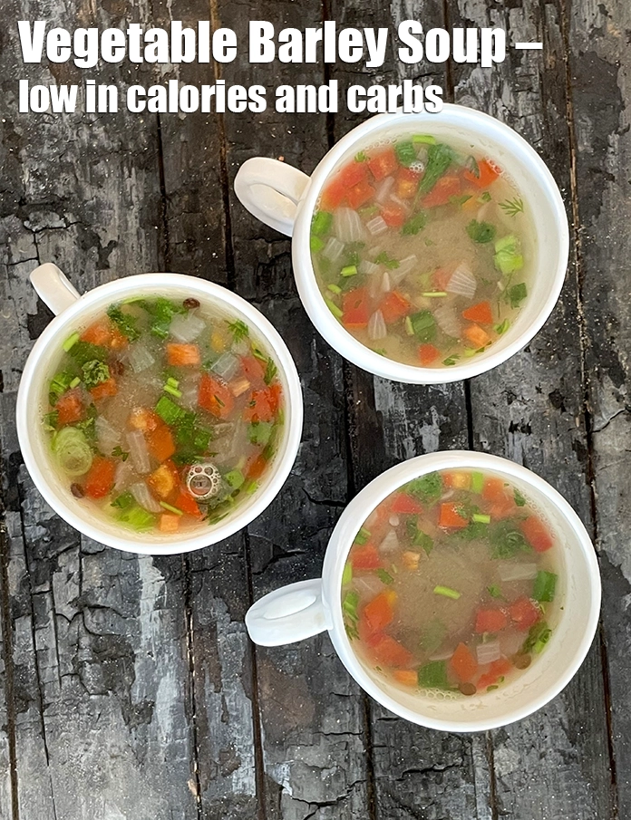 Step 35 – <p><strong>Vegetable Barley Soup – low in calories and carbs.&nbsp;</strong></p>