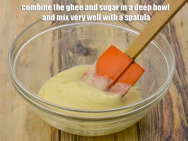 Step 2 – <p><span style="background-color:rgb(255,255,255);color:rgb(0,0,0);">Combine the </span><a href="https://www.tarladalal.com/glossary-ghee-245i"><u>ghee</u></a><span style="background-color:rgb(255,255,255);color:rgb(0,0,0);"> and </span><a href="https://www.tarladalal.com/glossary-powdered-sugar-280i"><u>powdered sugar</u></a><span style="background-color:rgb(255,255,255);color:rgb(0,0,0);"> in a deep bowl …