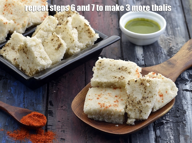 Step 10 – <p><span style="background-color:rgb(255,255,255);color:rgb(0,0,0);">Repeat steps 6 and 7 to make 3 more thalis.</span></p>