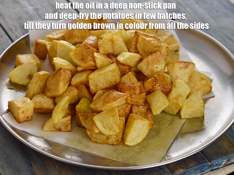 Step 1 – <p><span style="background-color:rgb(255,255,255);color:rgb(0,0,0);">Heat the </span><a href="https://www.tarladalal.com/glossary-oil-671i"><u>oil</u></a><span style="background-color:rgb(255,255,255);color:rgb(0,0,0);"> in a deep non-stick pan and deep-fry the 4 …