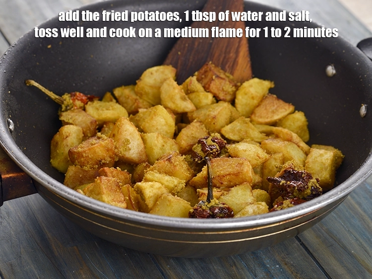 Step 6 – <p><span style="background-color:rgb(255,255,255);color:rgb(0,0,0);">Add the fried </span><a href="https://www.tarladalal.com/glossary-potatoes-aloo-alu-batata-710i#ing_2328"><u>potato cubes</u></a><span style="background-color:rgb(255,255,255);color:rgb(0,0,0);">, 1 tbsp of water and </span><a href="https://www.tarladalal.com/glossary-salt-namak-table-salt-418i"><u>salt …