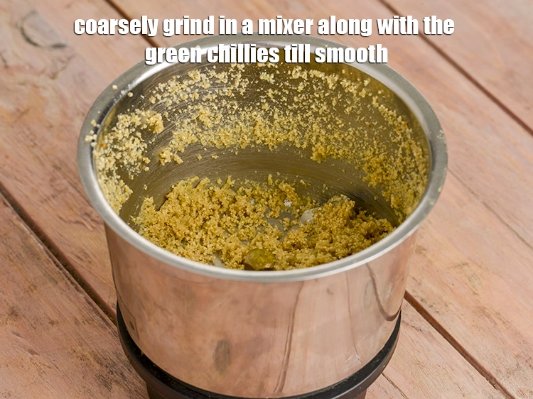 Step 2 – <p><span style="background-color:rgb(255,255,255);color:rgb(0,0,0);">Coarsely grind in a mixer along with the 1 tsp roughly </span><a href="https://www.tarladalal.com/glossary-green-chillies-hari-mirch-331i#ing_2388"><u>chopped green …