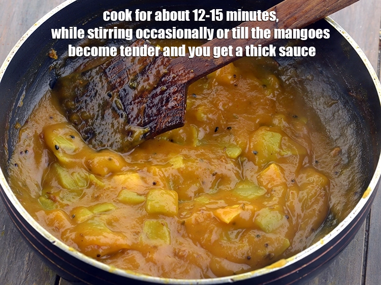 Step 18 – <p>Cook for about 12-15 minutes, while stirring occasionally or till the mangoes become tender and …