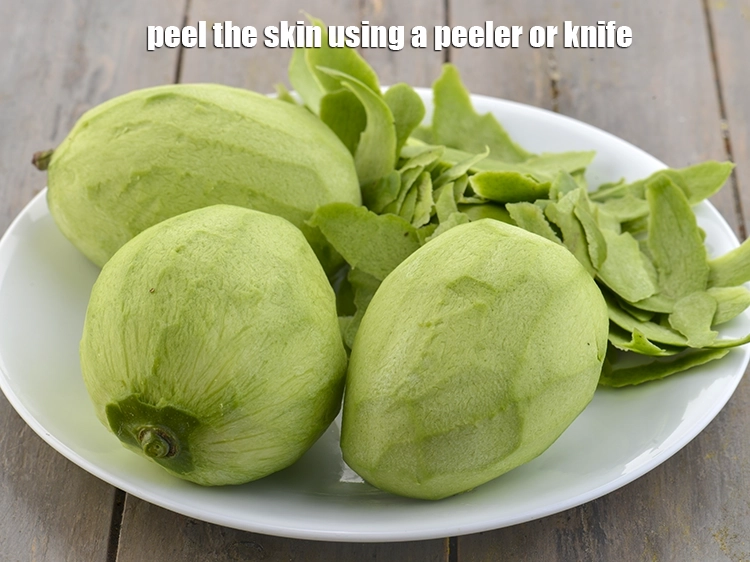 Step 4 – <p>Peel the skin using a peeler or knife.</p>