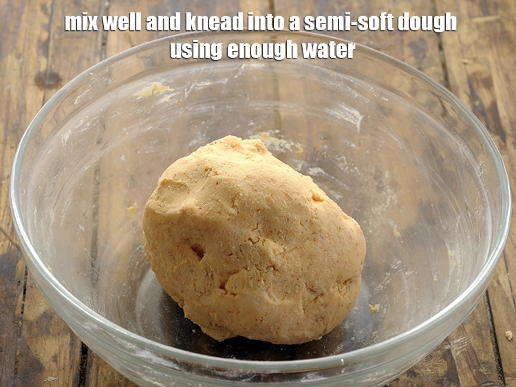 Step 9 – <p>Mix well and knead into a semi-soft dough using enough water. Taste the dough for …