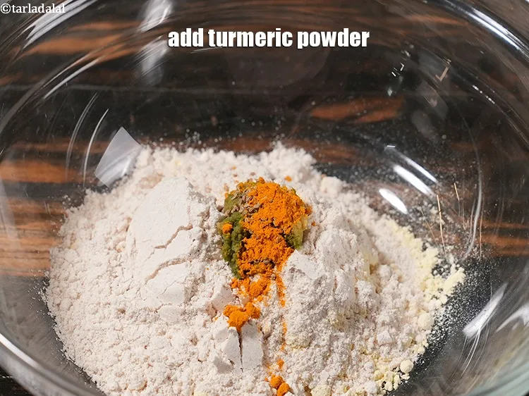 Step 7 – <p>Add ¼ tsp <a href="https://www.tarladalal.com/glossary-turmeric-powder-haldi-645i">turmeric powder (haldi)</a>.</p>