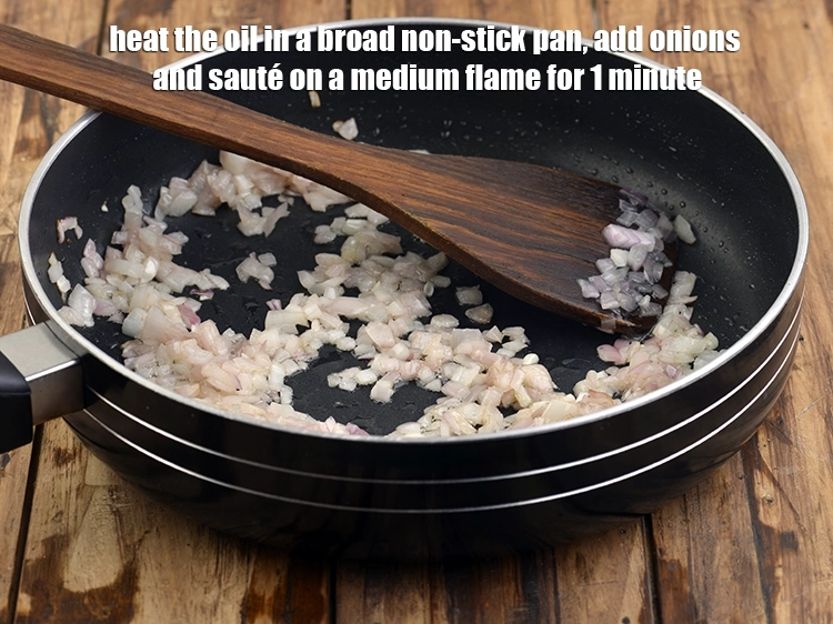 Step 6 – <p><span style="background-color:rgb(255,255,255);color:rgb(0,0,0);">Heat the 1 tbsp </span><a href="https://www.tarladalal.com/glossary-oil-671i"><u>oil</u></a><span style="background-color:rgb(255,255,255);color:rgb(0,0,0);"> in a broad non-stick pan, add the …