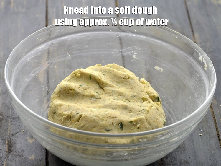 Step 14 – <p>Knead into a soft dough using approx. ½ cup of water. Also, if the mixture …