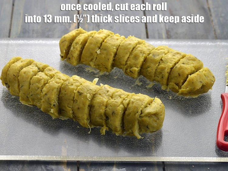 Step 28 – <p>Allow the <strong>cabbage jowar muthiya</strong> to cool completely. If you try to slice while they …