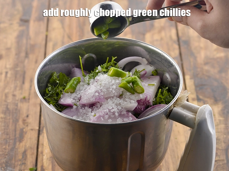 Step 15 – <p>Also add roughly chopped <a href="https://www.tarladalal.com/glossary-green-chillies-hari-mirch-331i"><u>green chilli</u></a> to the blender for spice. You can increase …