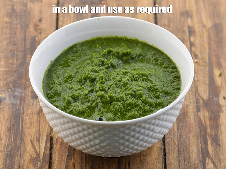 Step 19 – <p>Remove <strong>green chutney for chaat | hari chutney for chaat | spicy coriander chutney for …