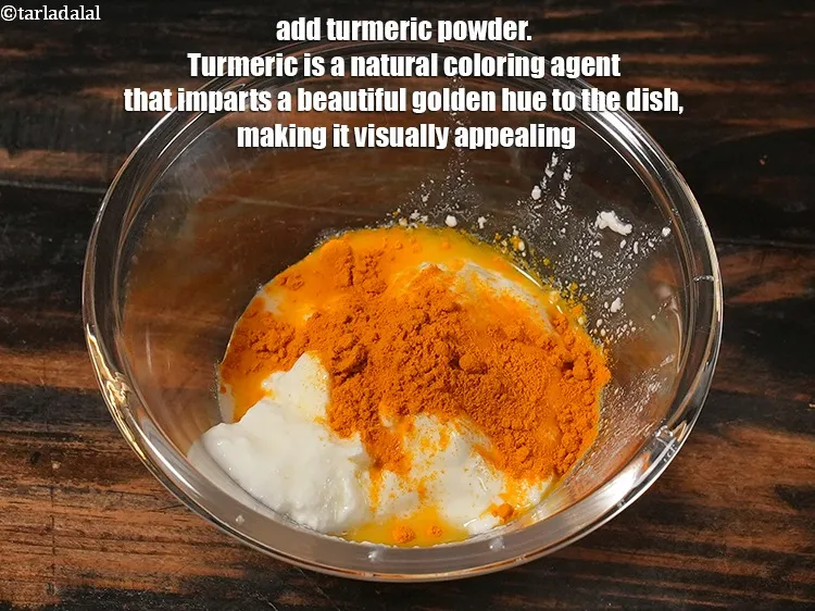 Step 12 – <p>Add ½ tsp turmeric powder. Turmeric is a natural coloring agent that imparts a beautiful …