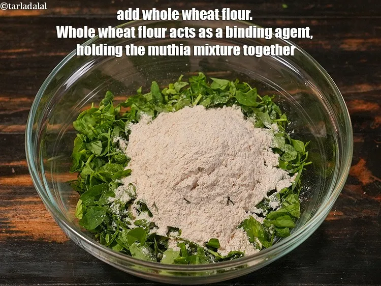 Step 12 – <p>Add 5 tbsp <a href="https://www.tarladalal.com/glossary-whole-wheat-flour-gehun-ka-atta-gehun-ka-aata-429i">whole wheat flour (gehun ka atta)</a>. Whole wheat flour acts as …